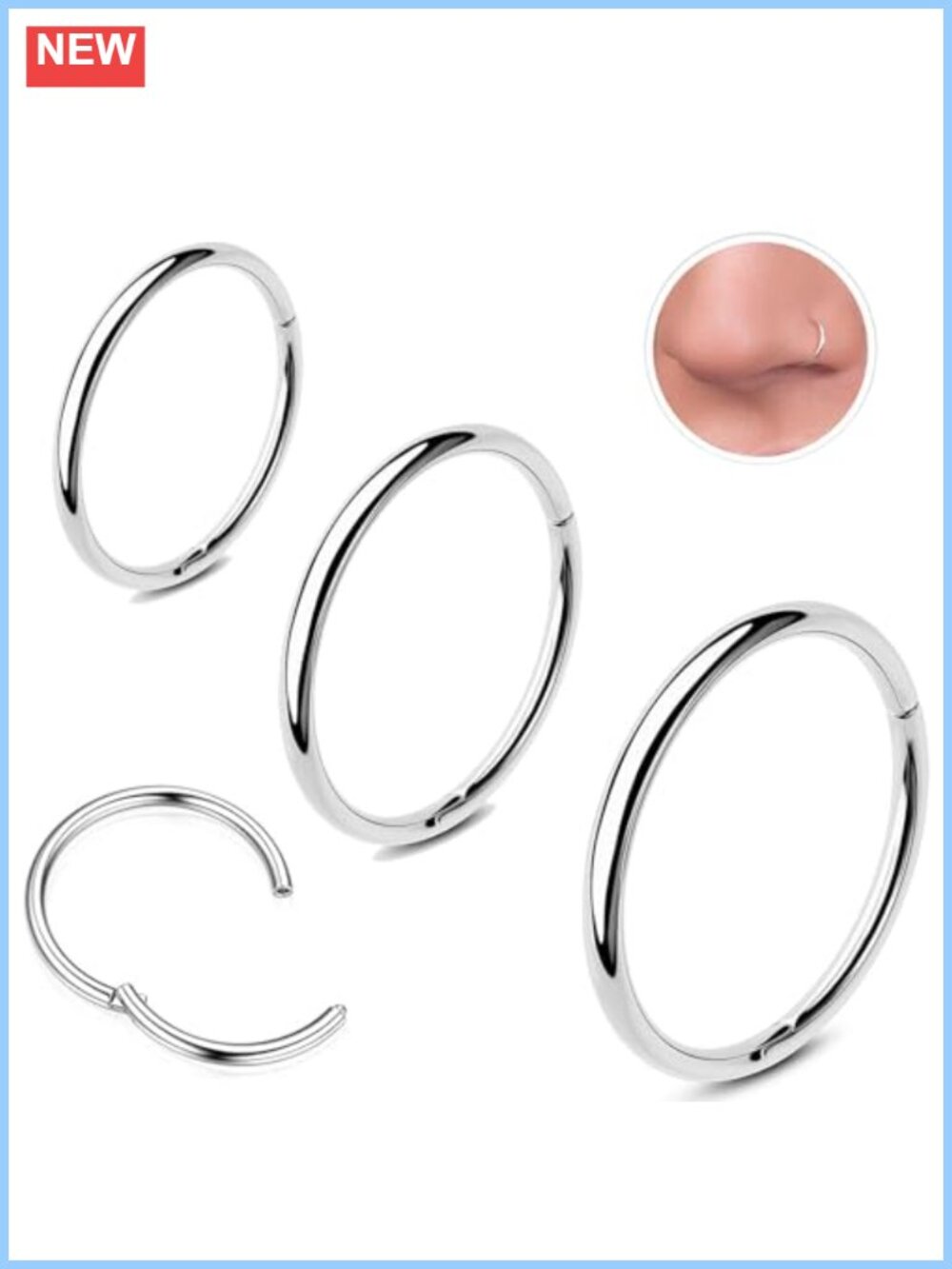 316L Surgical Stainless Steel Nose Studs Set Hypoallergenic Corkscrew Piercing